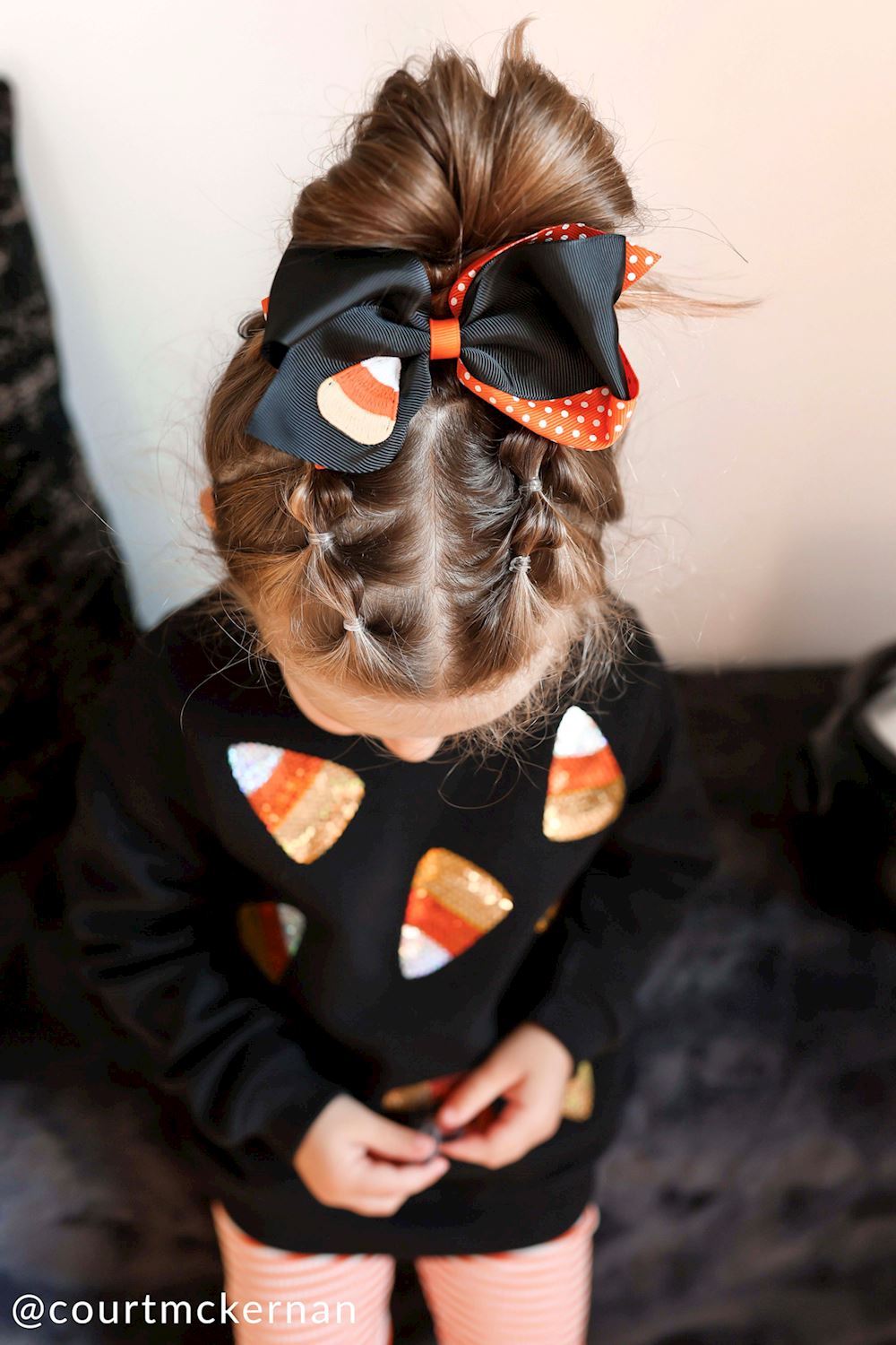 Candy Corn Embroidered Bow
