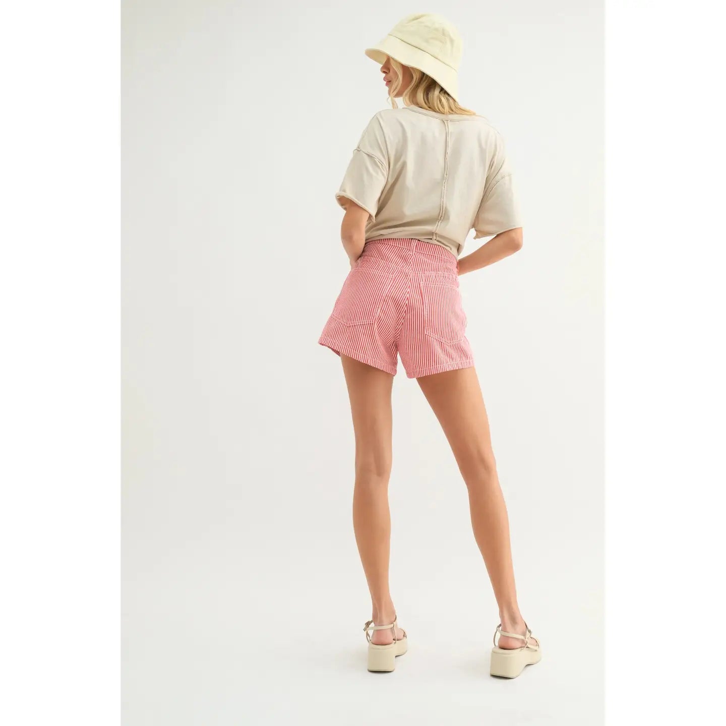 Striped Denim Shorts