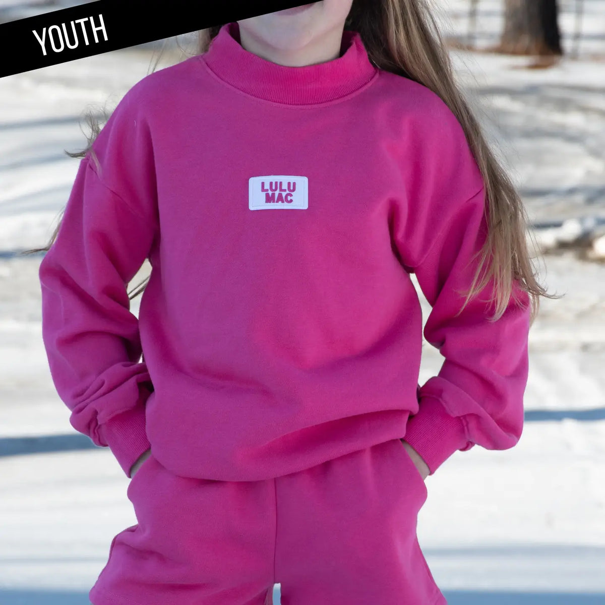 LULU MAC | Hot Pink Mockneck Sweatshirt