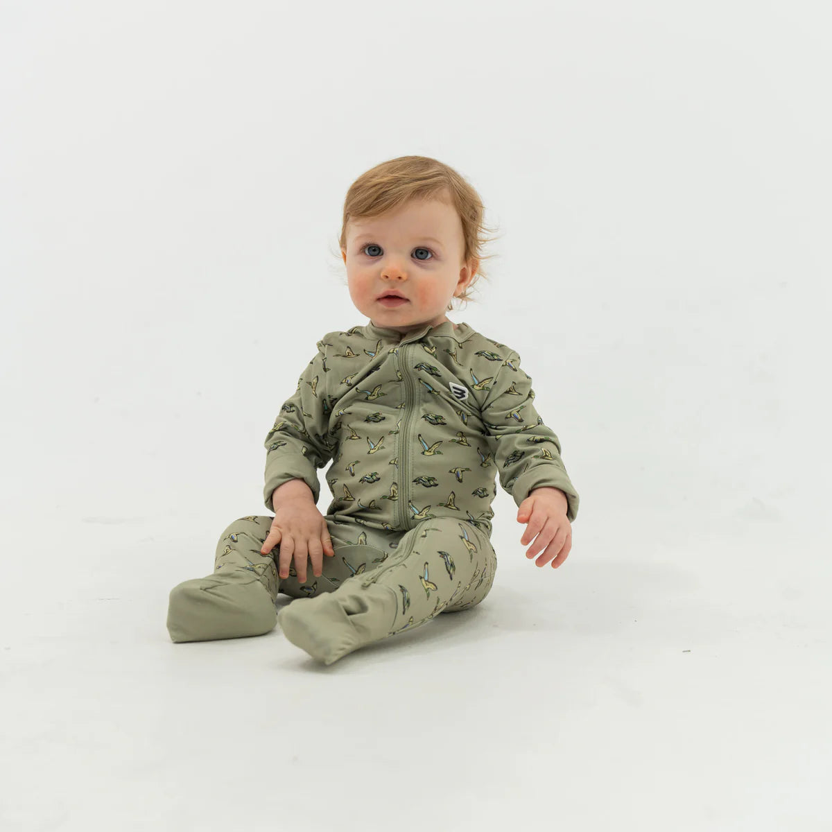 Baby Burlebo Green Flying Ducks Onesie