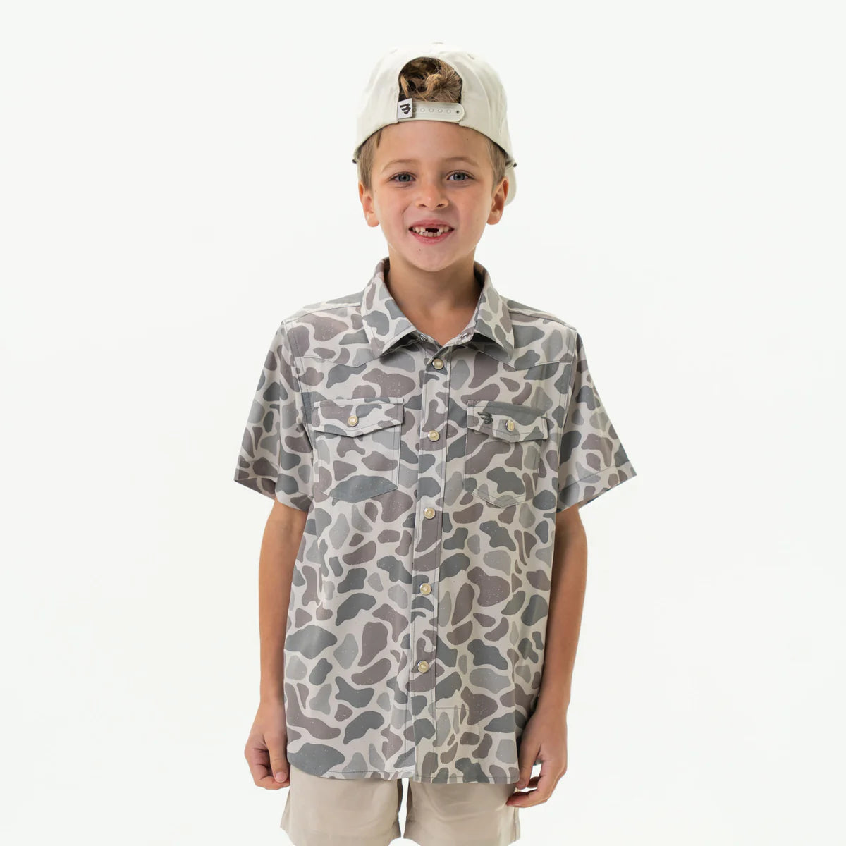 Boys Burlebo Performance Western Shirt - Classic Deer Camo