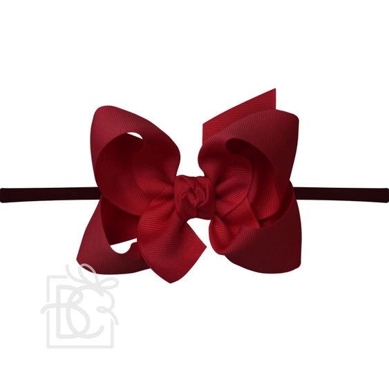 Elastic Headband w/ Signature Grosgrain Bow | Cranberry
