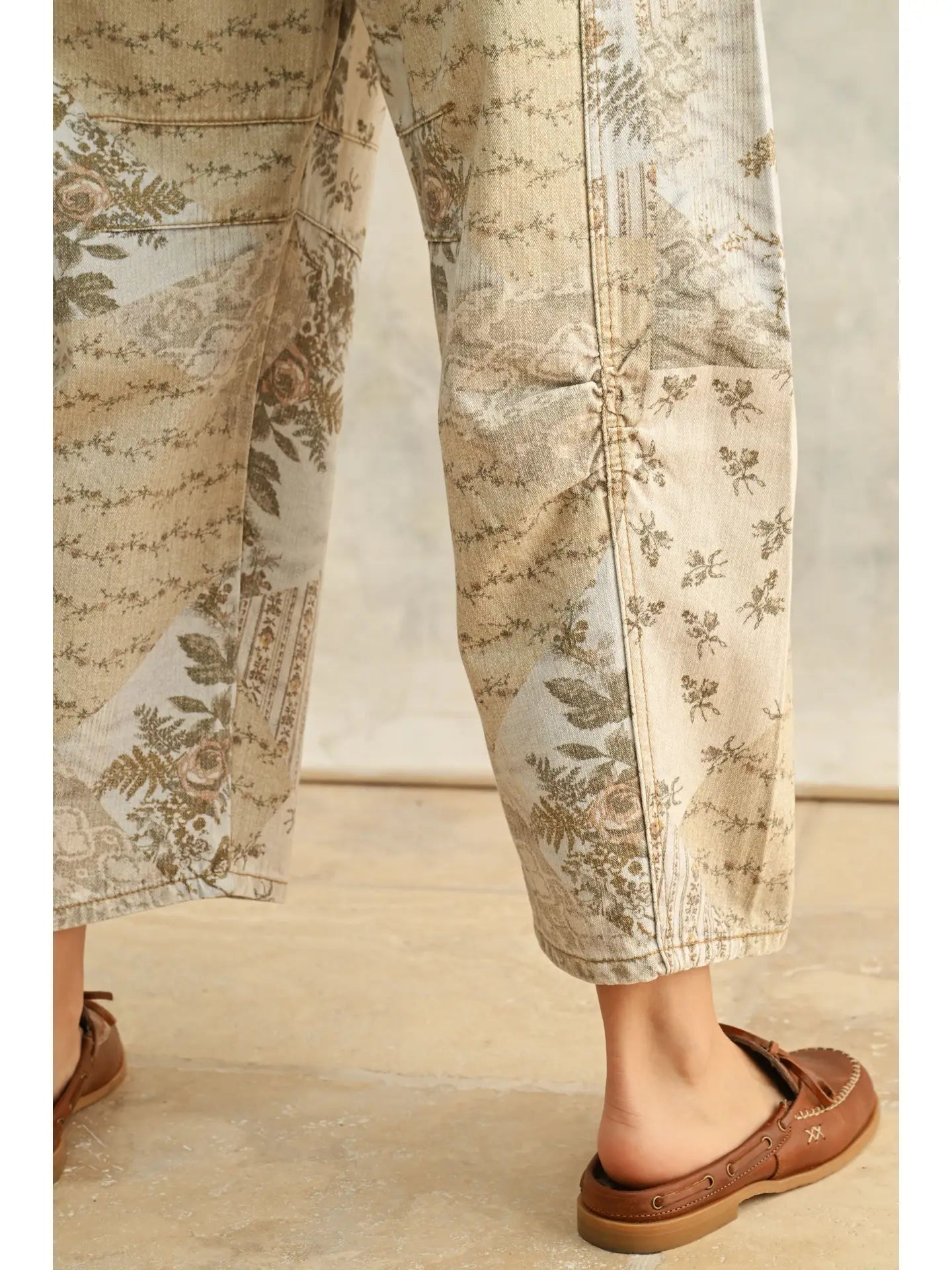 Multi Printed Barrel Jeans