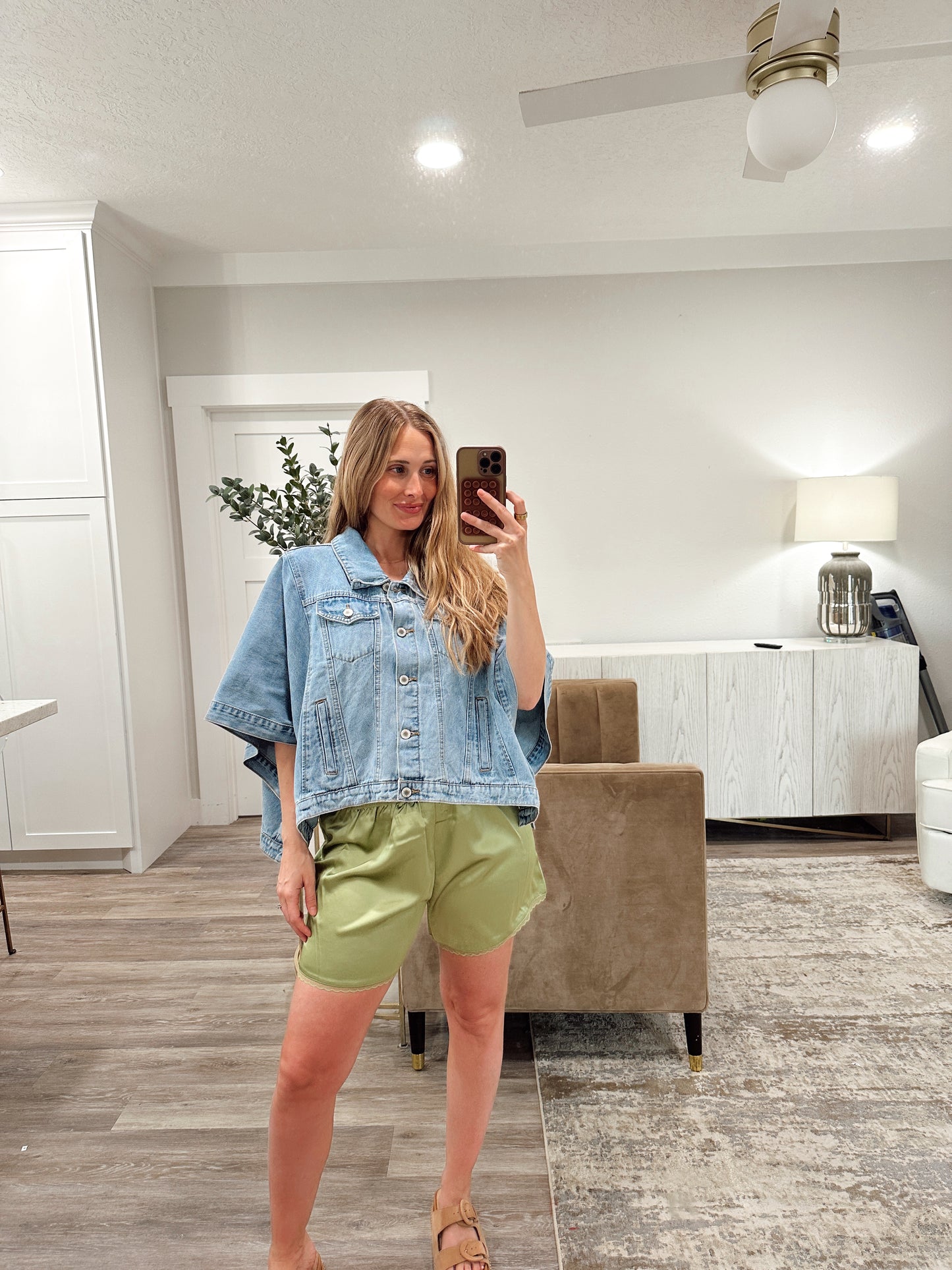 Lia Satin Shorts - Matcha