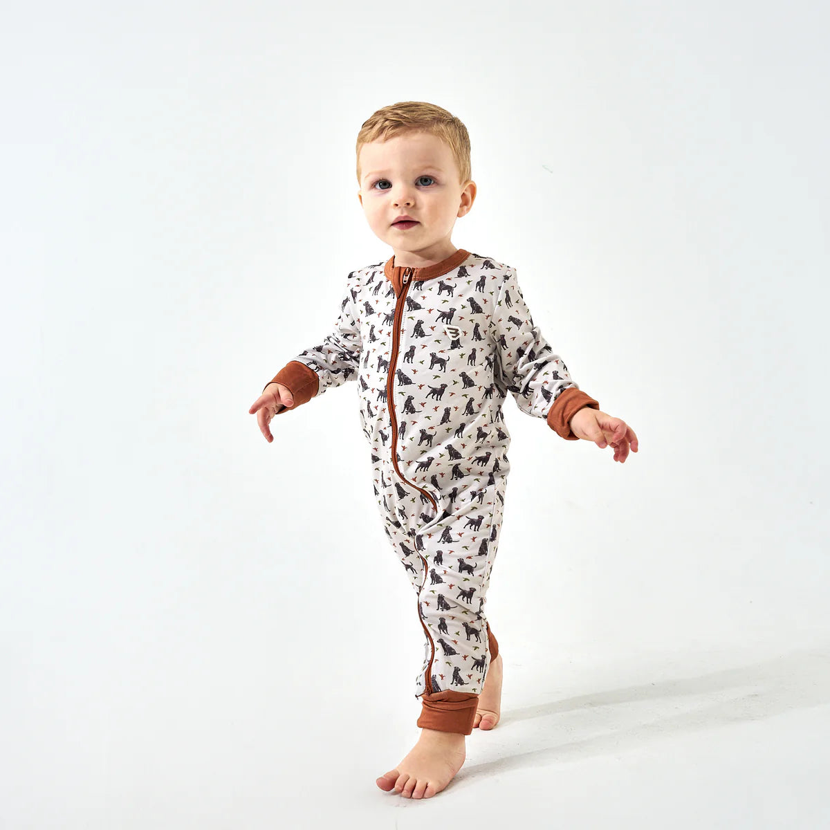 Baby Burlebo Ducks & Dogs Onesie