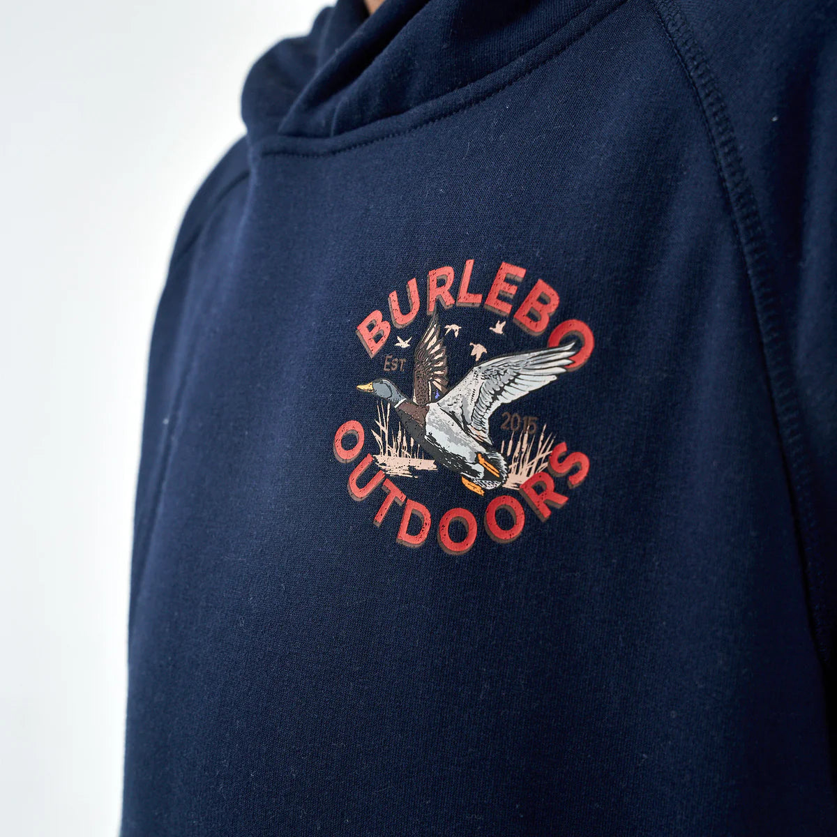 Boys Burlebo Fleece Hoodie - Old School Duck Hunt | Navy