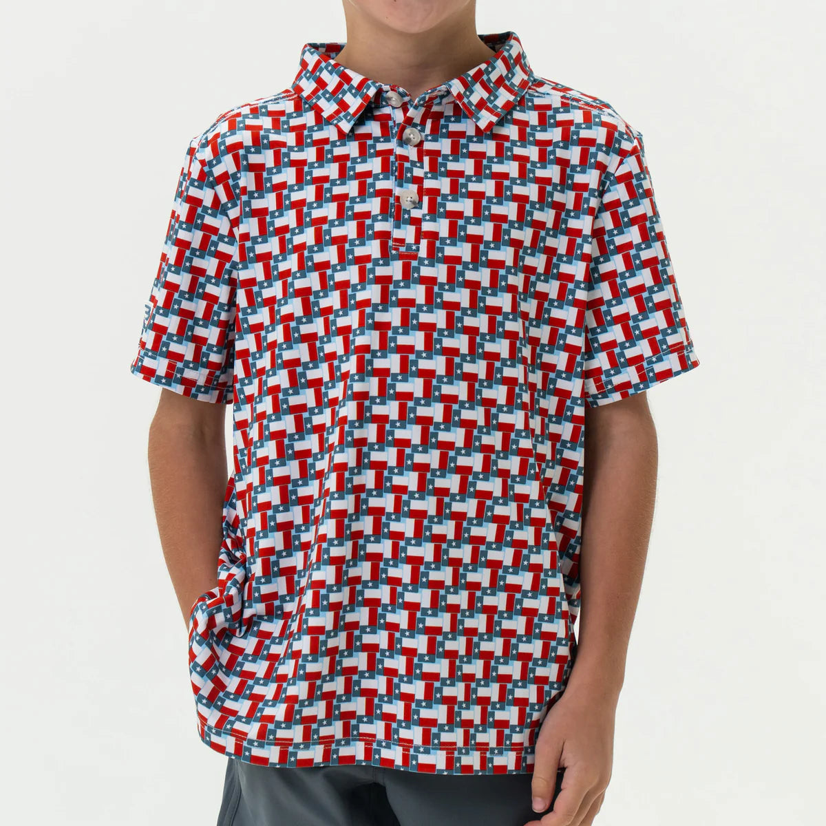 Boys Burlebo Texas Flags Polo