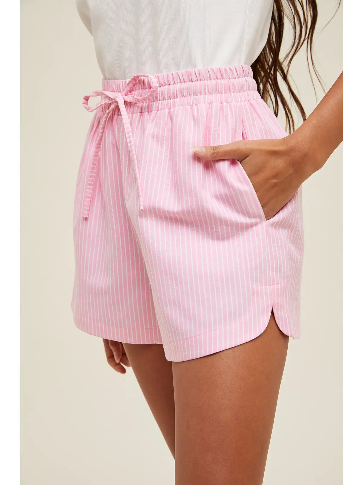 Striped Dolphin Hem Shorts