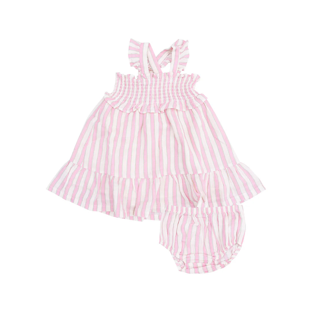 Angel Dear Candy Stripe Smocked Ruffle Sundress
