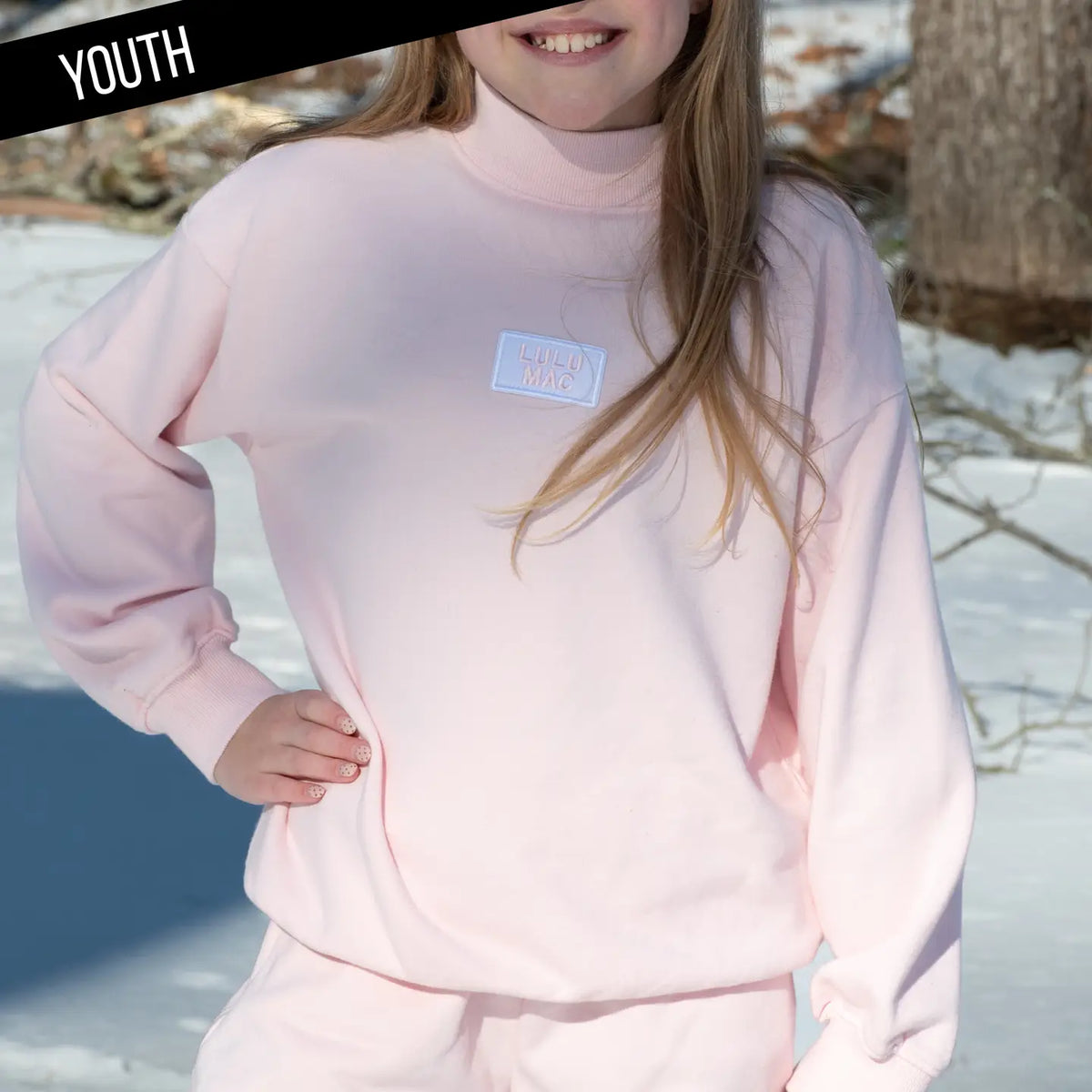 LULU MAC | Light Pink Mockneck Sweatshirt