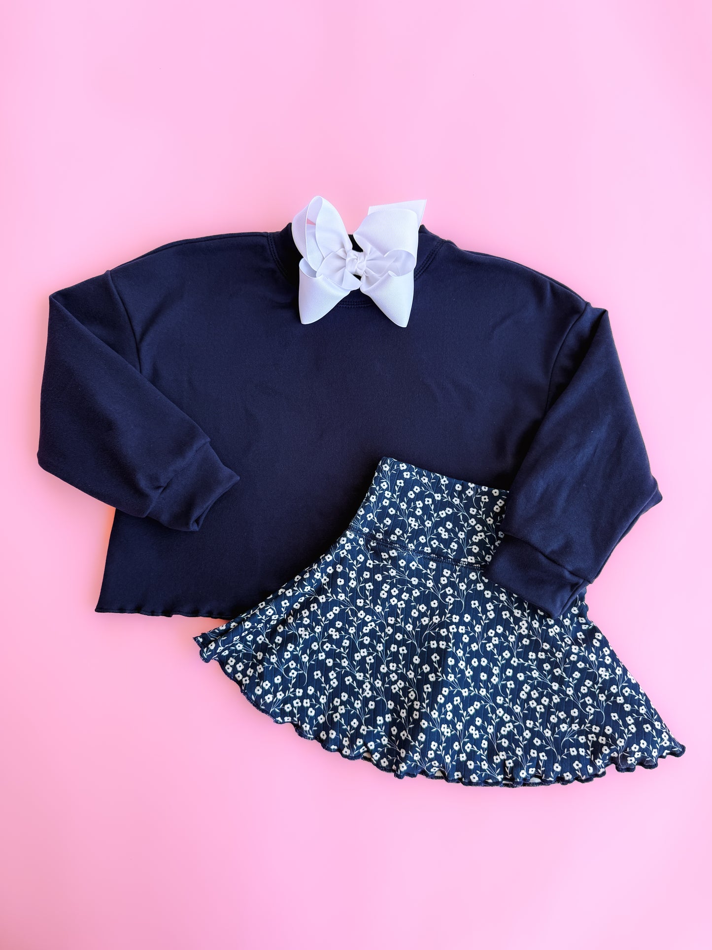 Navy Floral Tennis Skirt