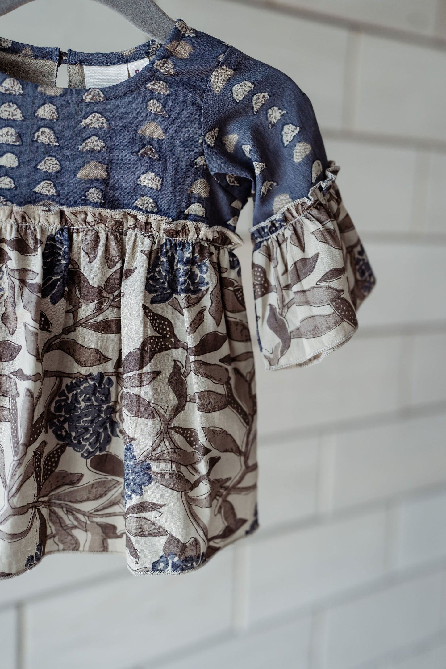 Fall Blues Baby Dress + Bloomers