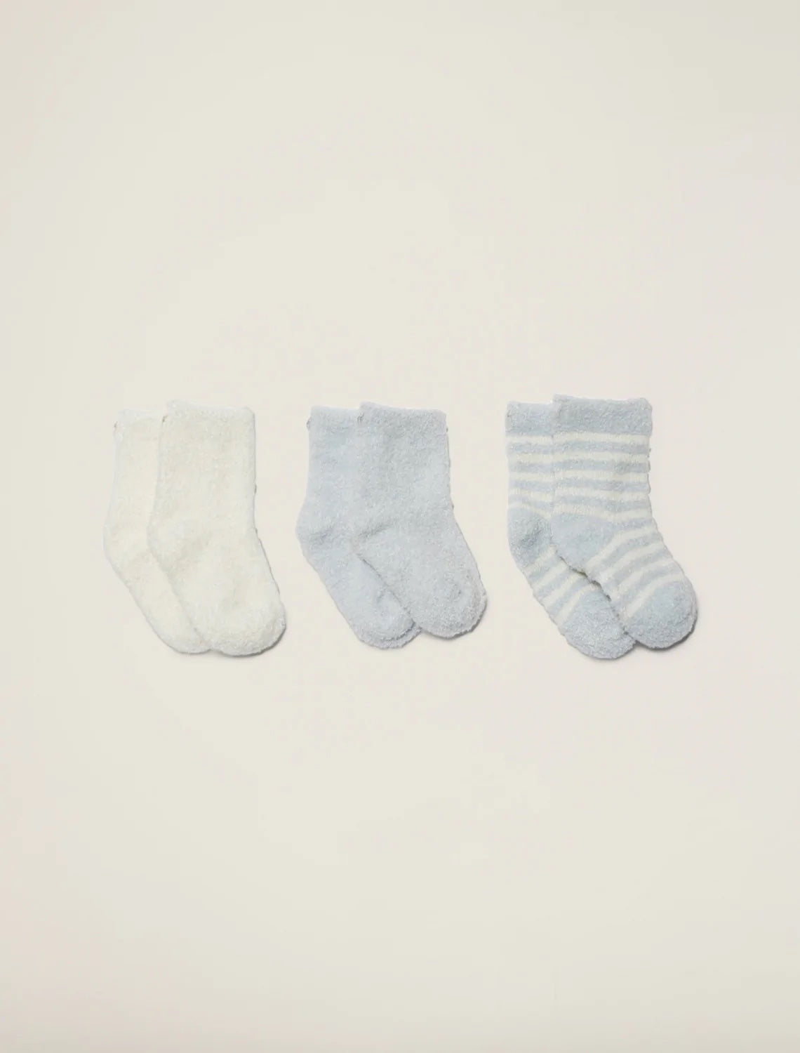 Barefoot Dreams CozyChic Three Pack Infant Sock Set - Blue/Pearl