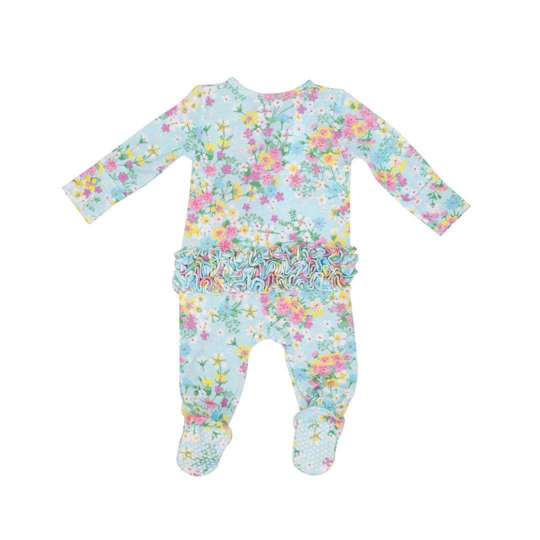 Angel Dear Little Buttercup Floral Ruffle Back Footie