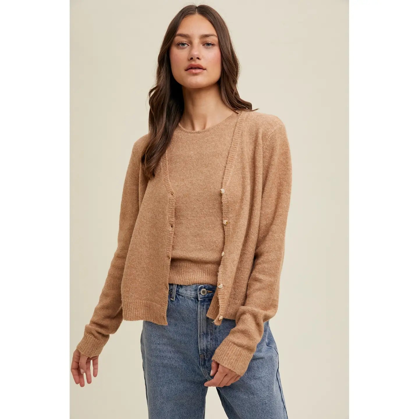 Brushed Tank + Cardigan Set