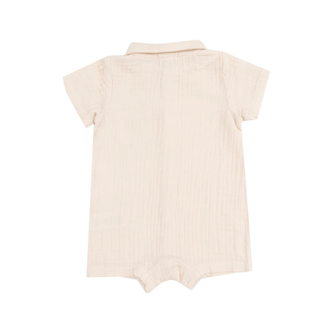 Angel Dear Solid Muslin Polo Shortie | White Swan