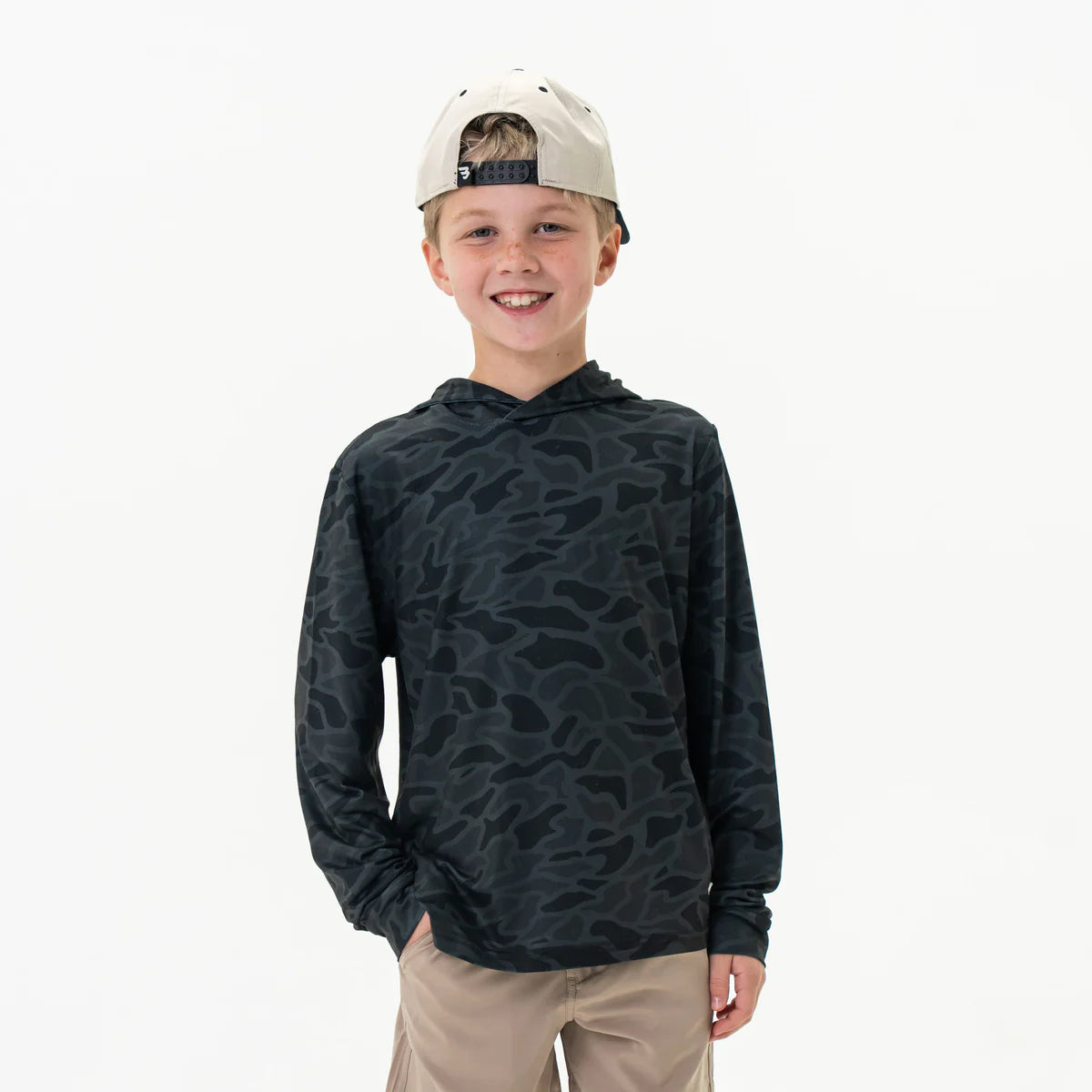 Boys Burlebo Performance Hoodie - Black Camo