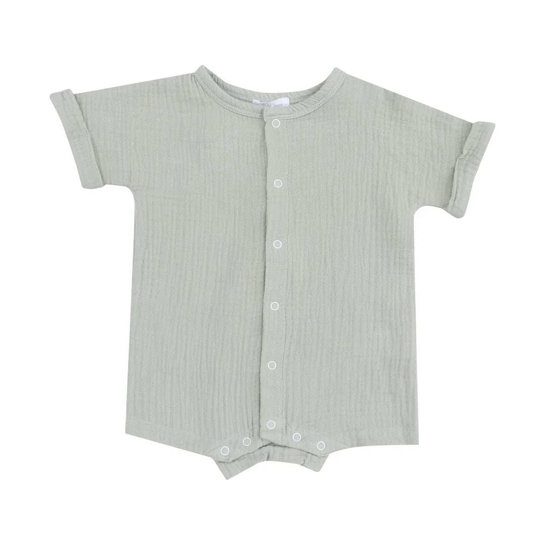 Angel Dear Solid Muslin Dolman Henley Shortall | Desert Green