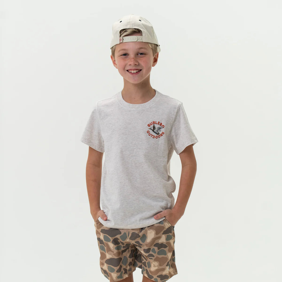 Boys Burlebo Old School Duck Hunt Tee | Heather Oatmeal