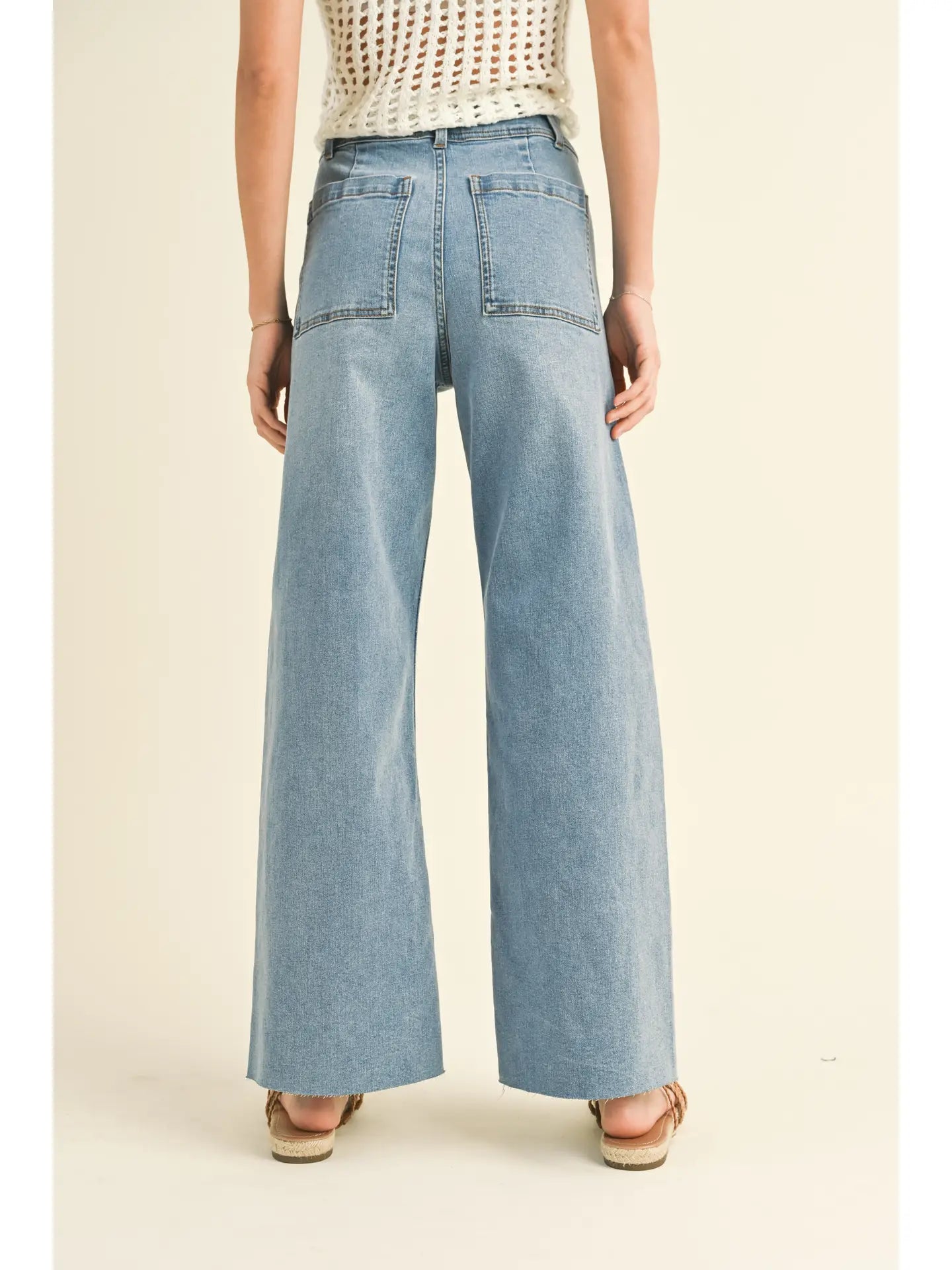 Straight Wide Leg Denim Pants