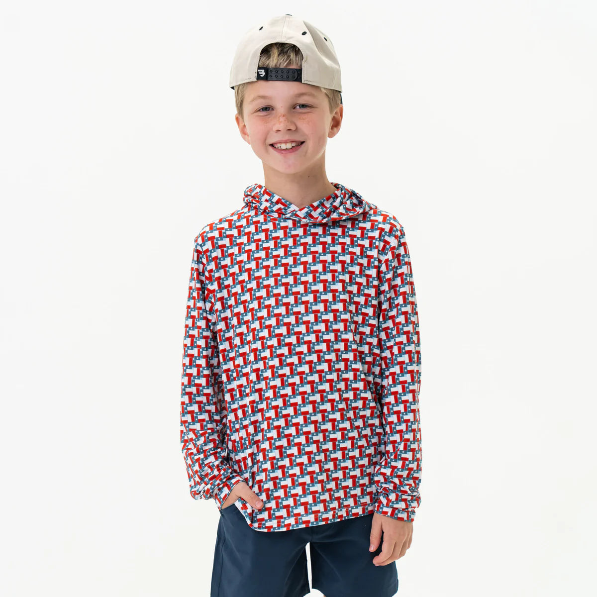 Boys Burlebo Performance Hoodie - Texas Flags