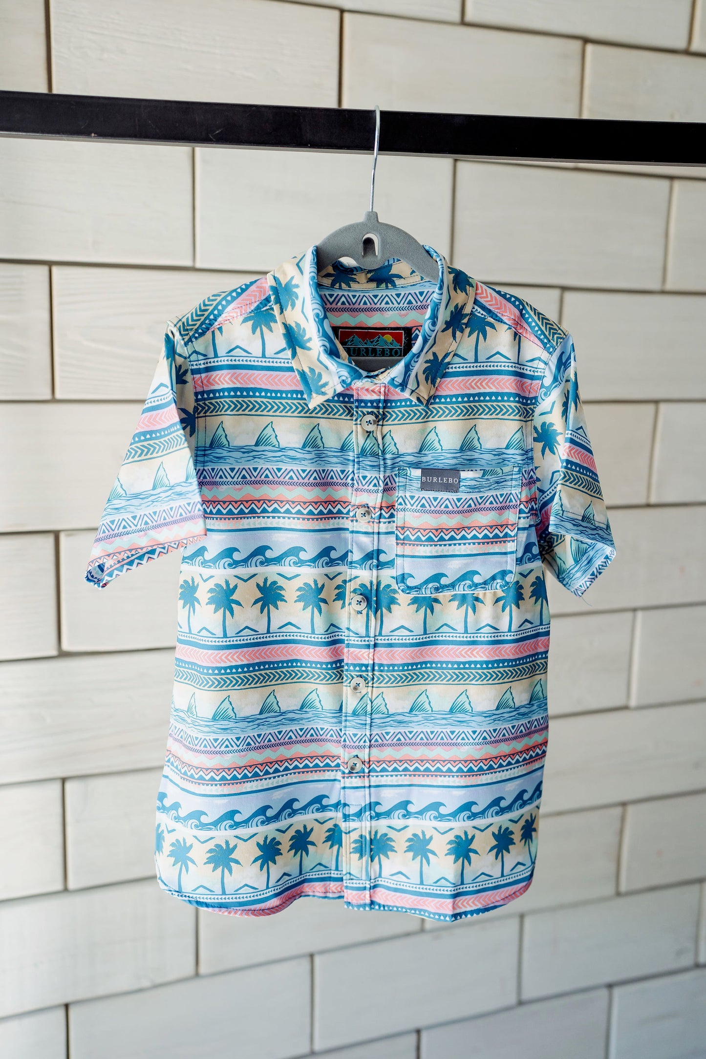 Boys Burlebo Palms & Fins Button Up
