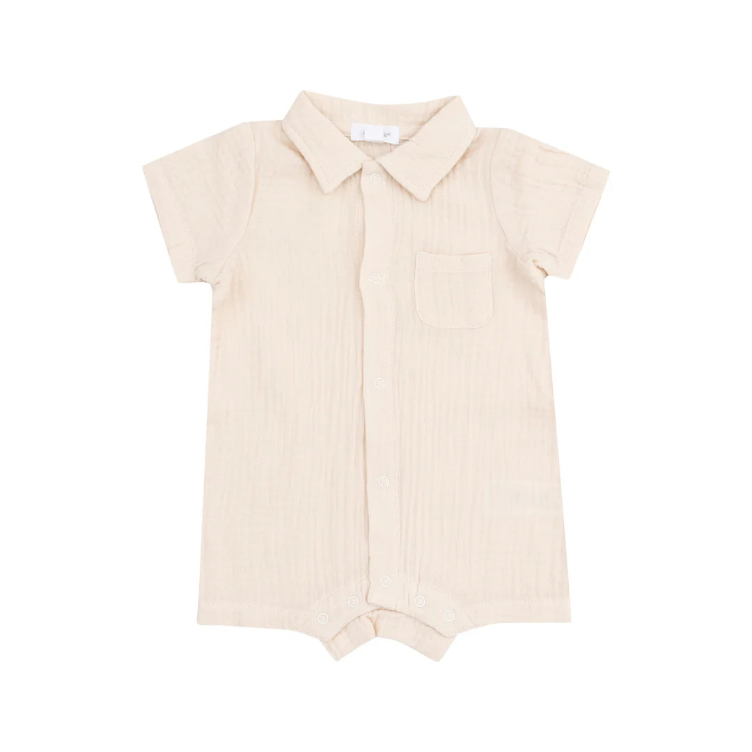 Angel Dear Solid Muslin Polo Shortie | White Swan