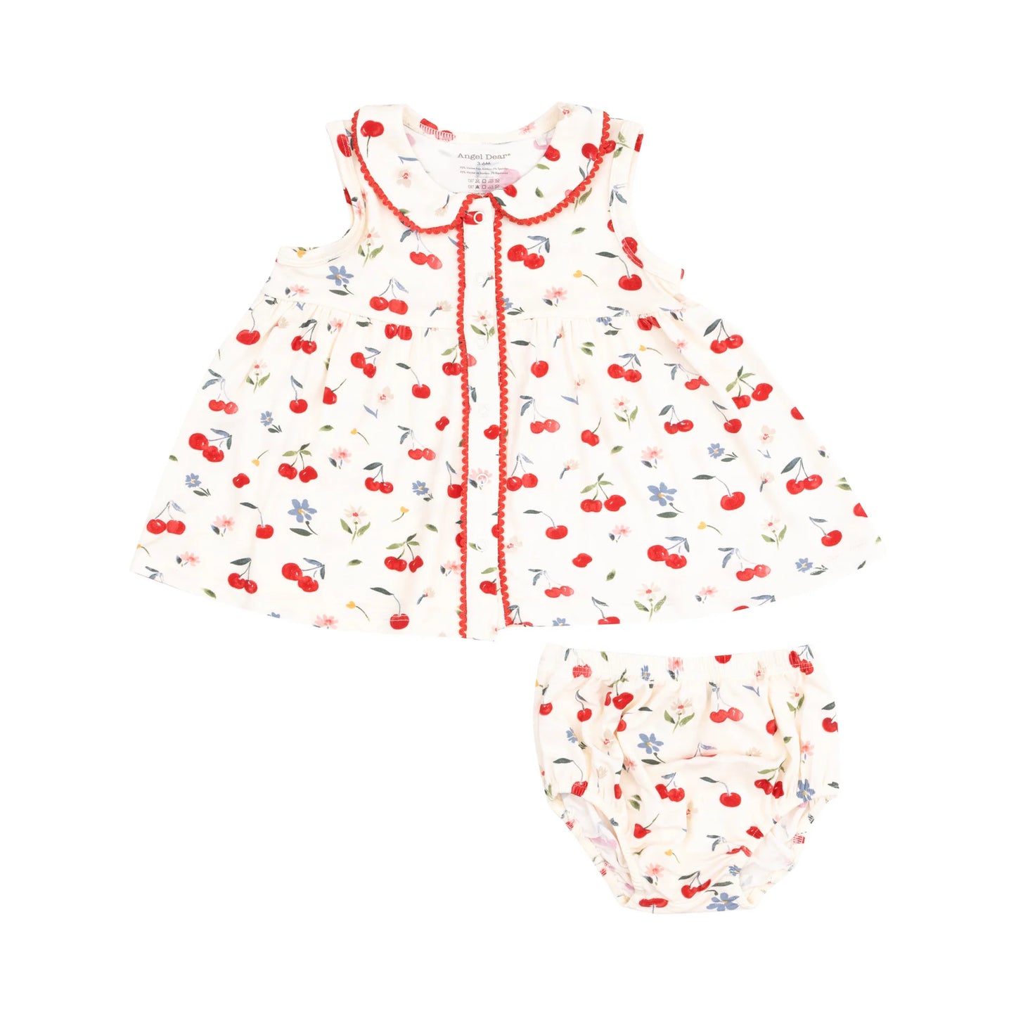 Angel Dear Ric-Rac Watercolor Cherries Sundress