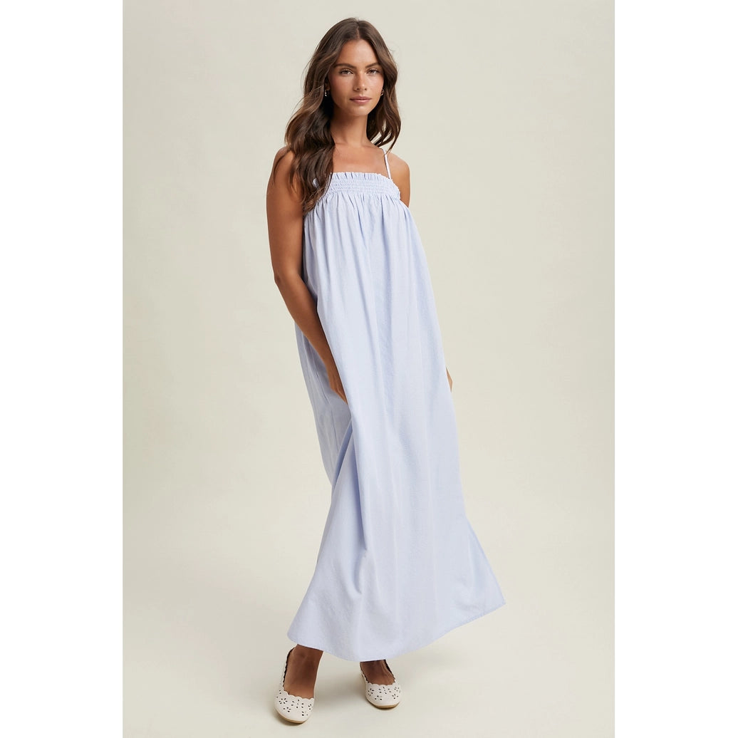 Striped Smocked Midi Dress
