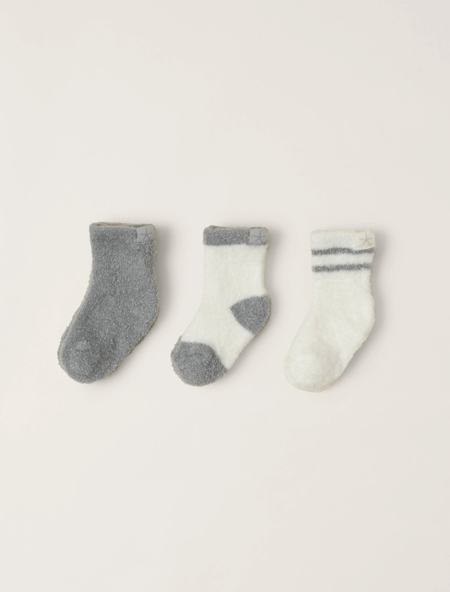 Barefoot Dreams CozyChic Lite Three Pack Infant Sock Set - Moonbeam/Pearl