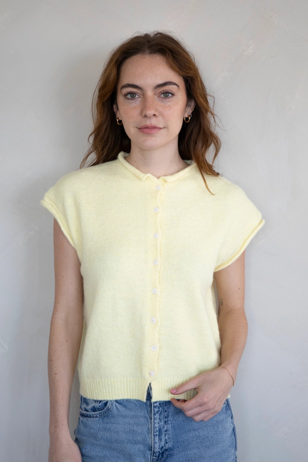 Piper Vest Cardigan - Butter