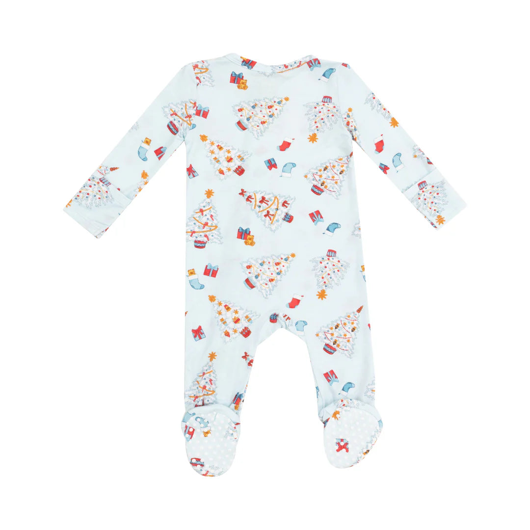 Angel Dear Blue Vintage Christmas Trees Footie