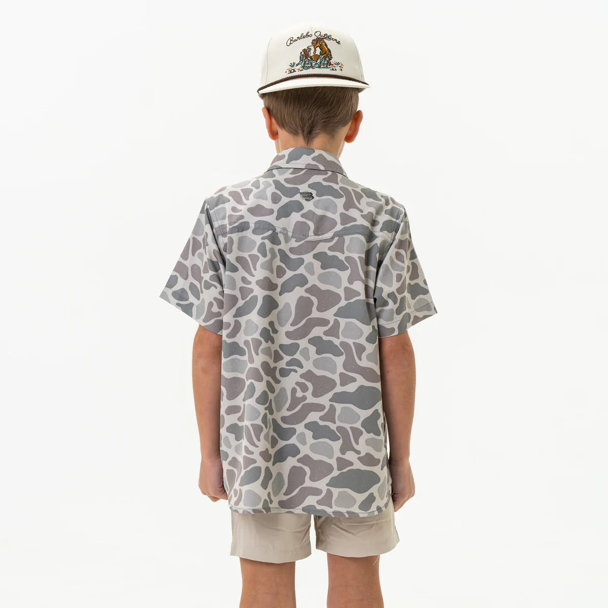 Boys Burlebo Performance Western Shirt - Classic Deer Camo