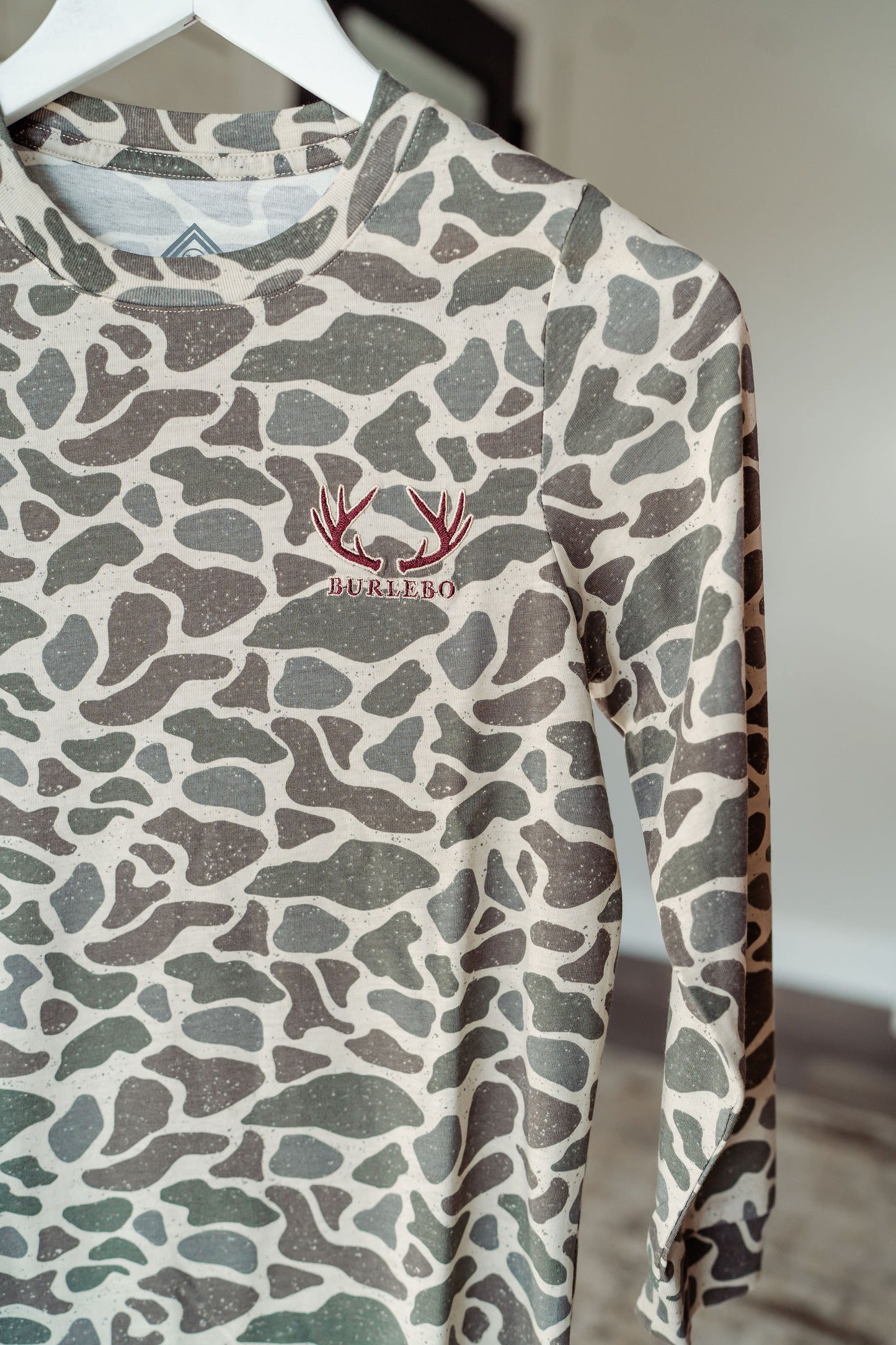 Boys Burlebo Long Sleeve Deer Camo Pocket Tee