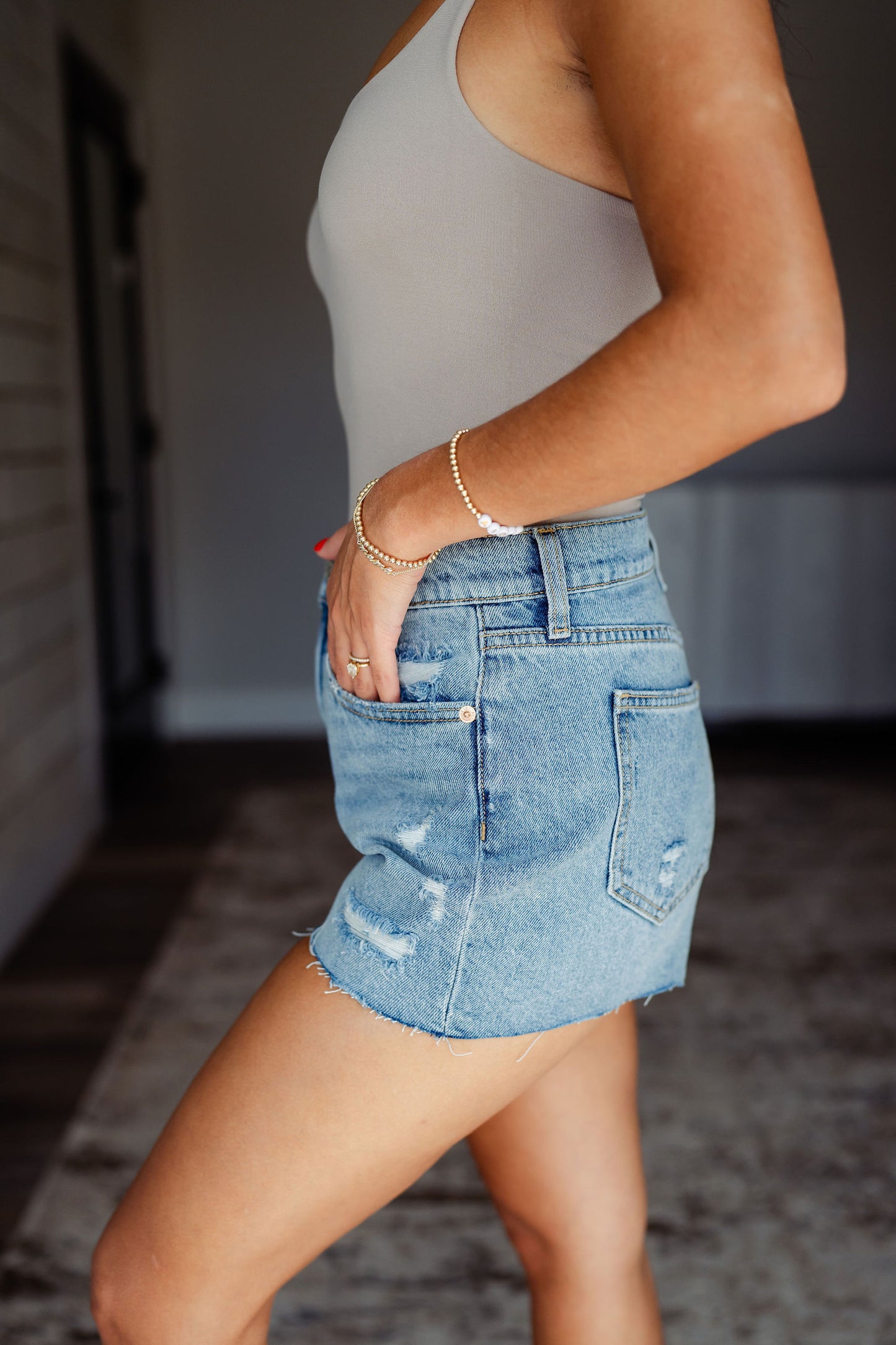 Light Denim High Rise Vintage Shorts