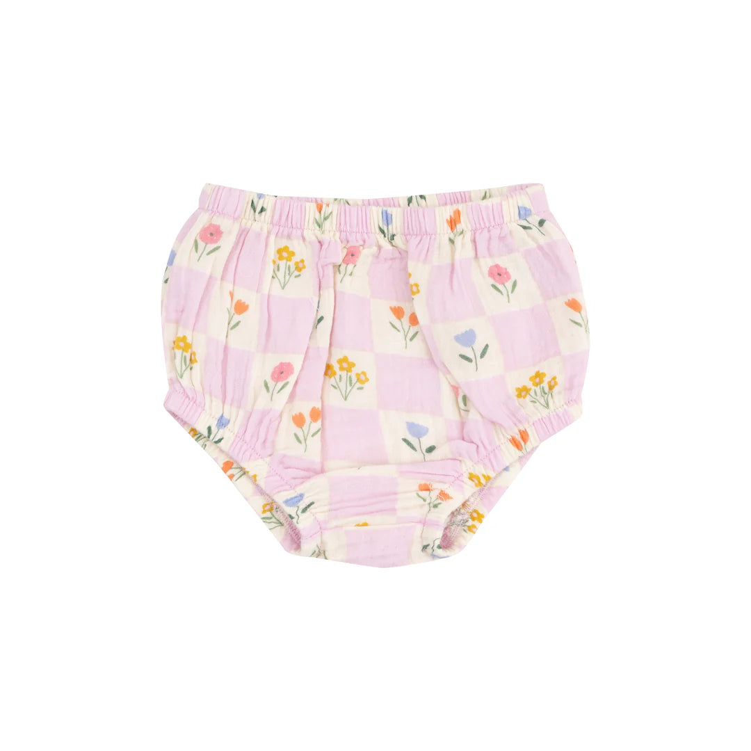 Angel Dear Floral Check Smocked Ruffle Sundress