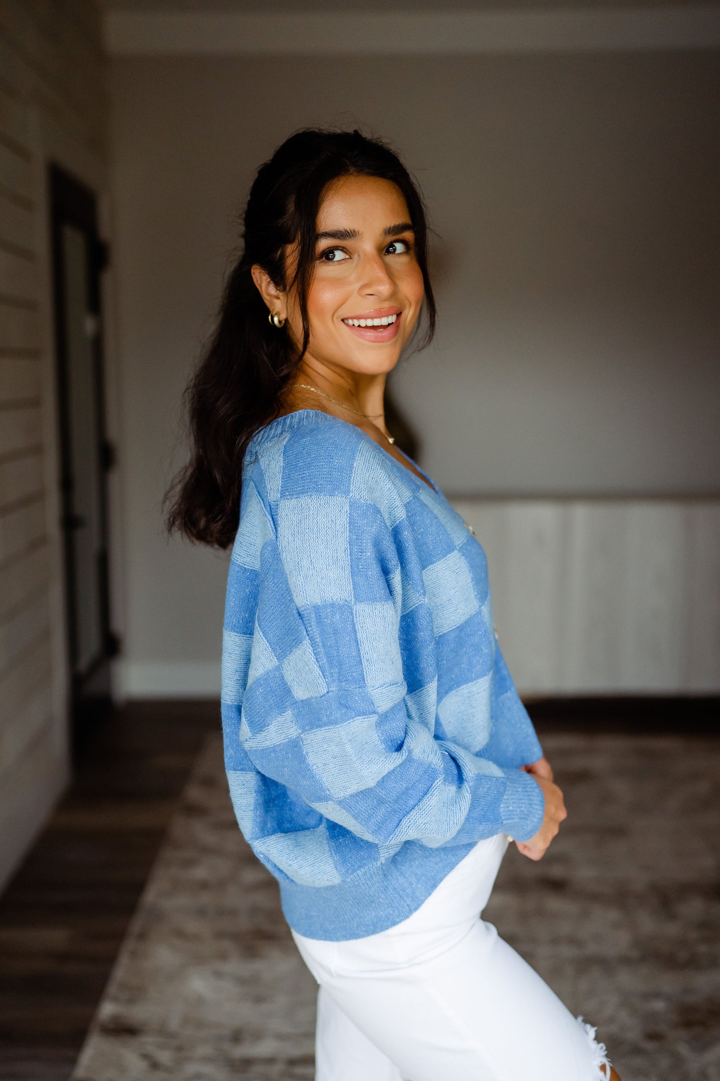 You In Blue Cardigan