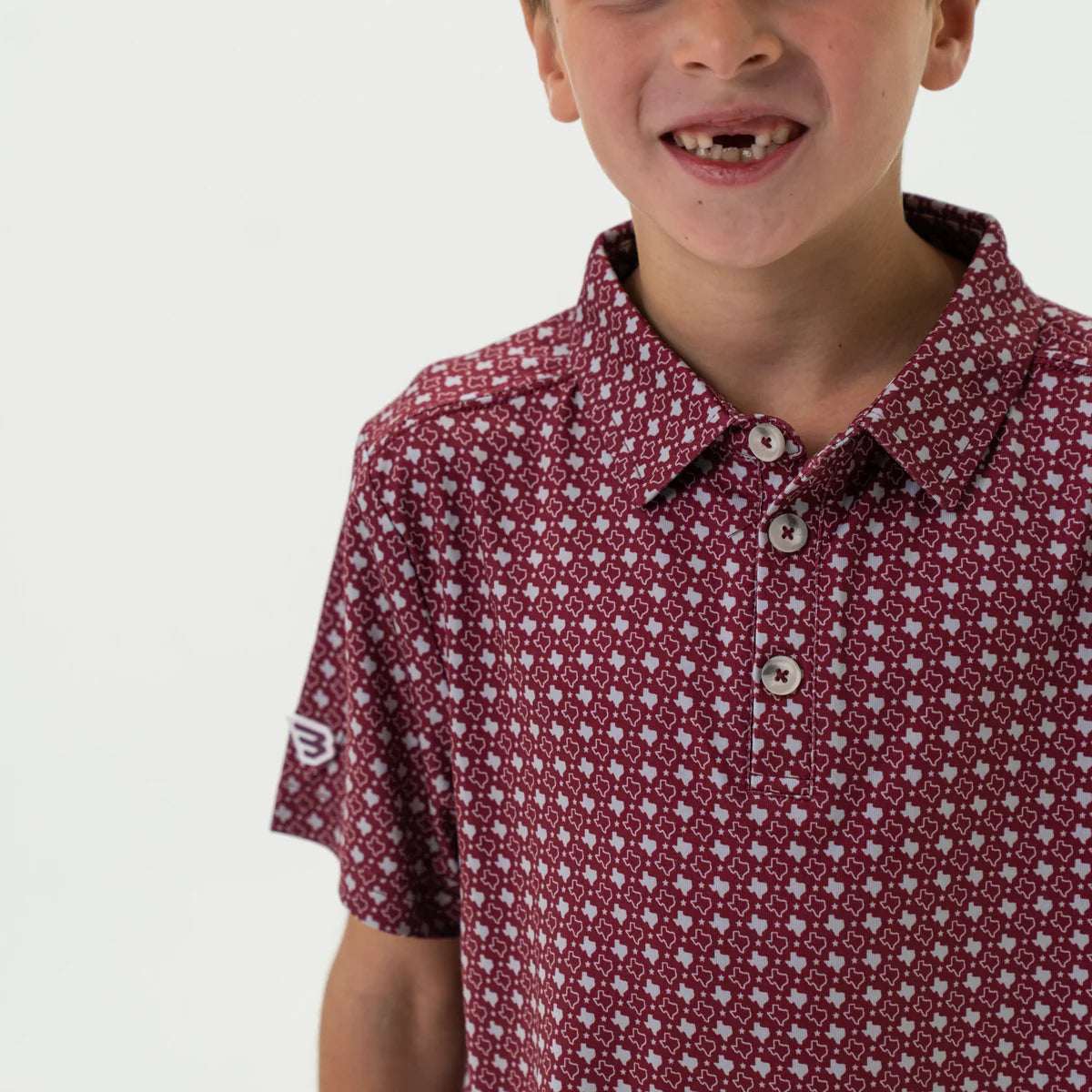 Boys Burlebo Texas Maroon Polo