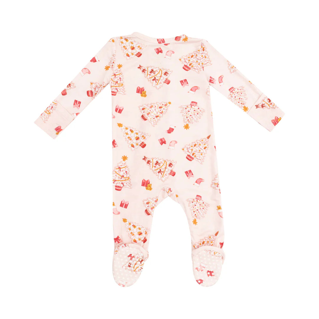 Angel Dear Pink Vintage Christmas Trees Footie