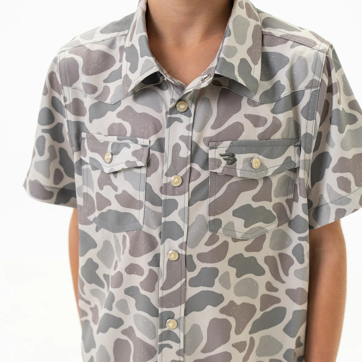 Boys Burlebo Performance Western Shirt - Classic Deer Camo