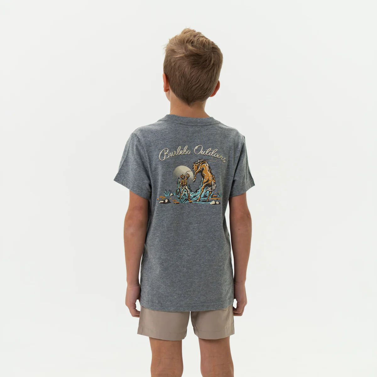 Boys Burlebo Dark Heather Grey Cowboy Up Tee
