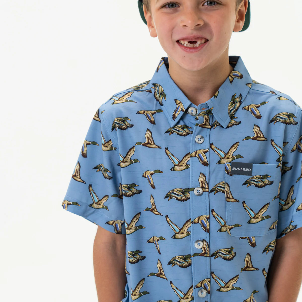 Boys Burlebo Blue Jumbo Mallards Button Up