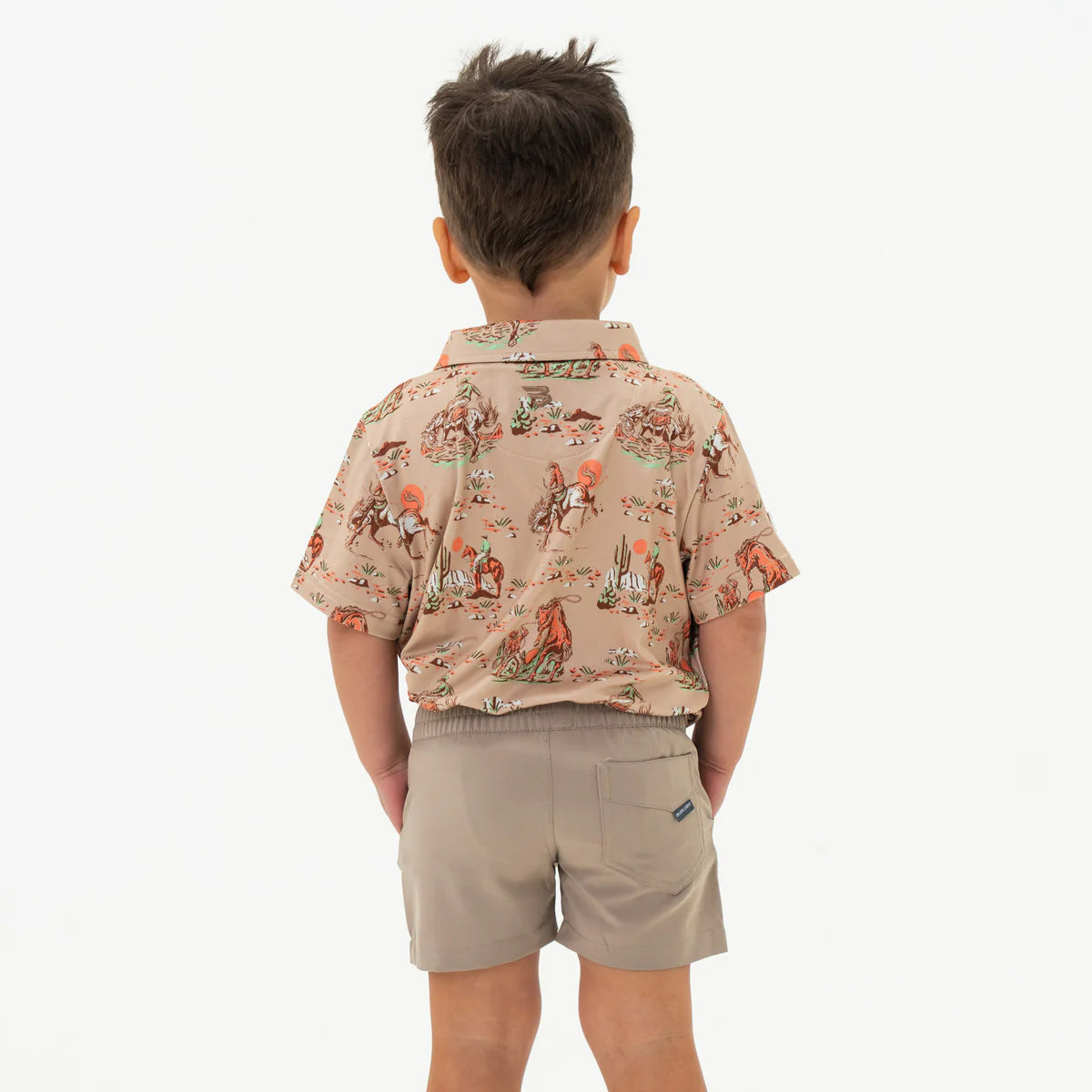 Boys Burlebo Khaki Cowboy Up Polo