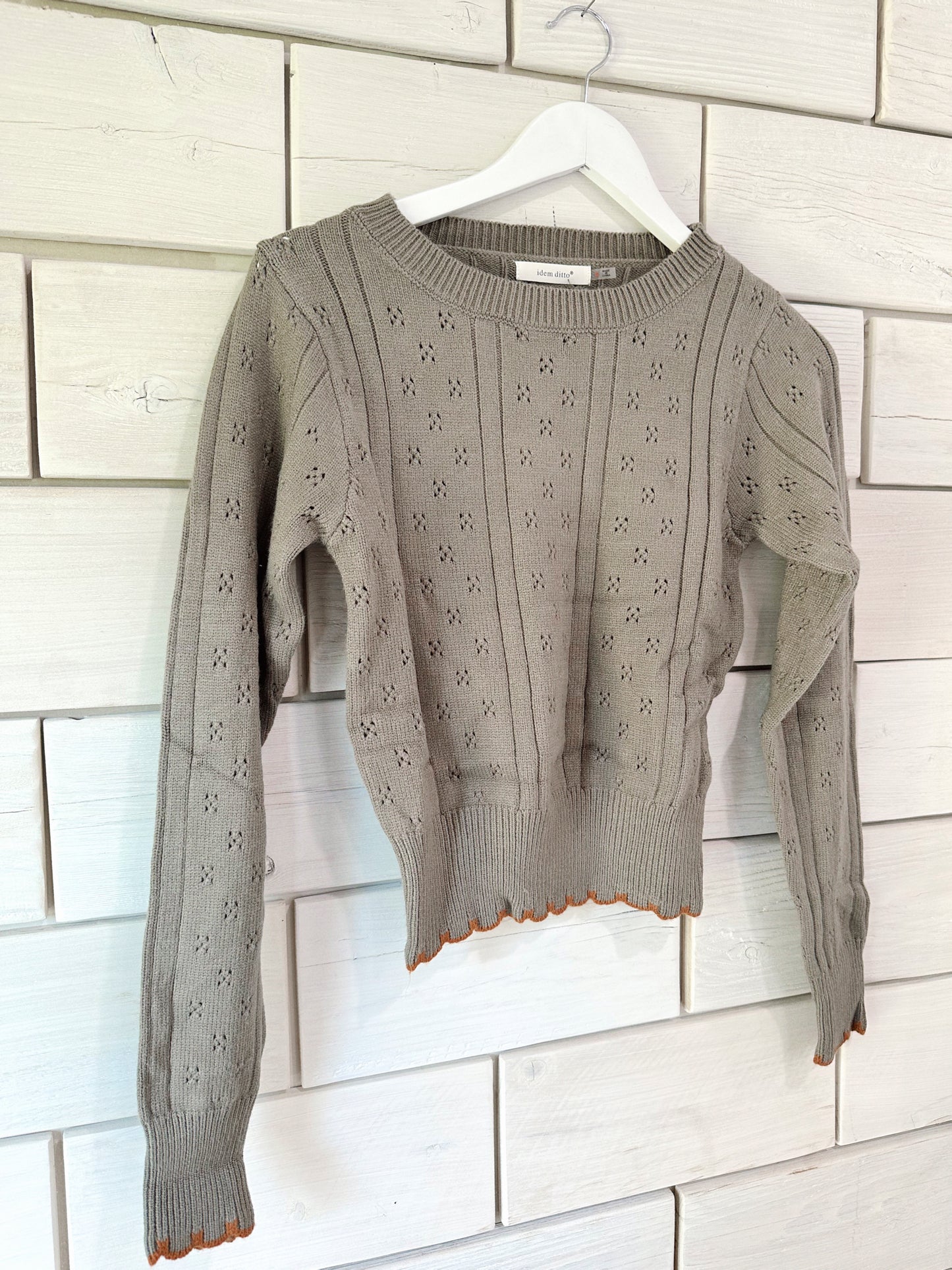Pointelle Scallop Hem Sweater