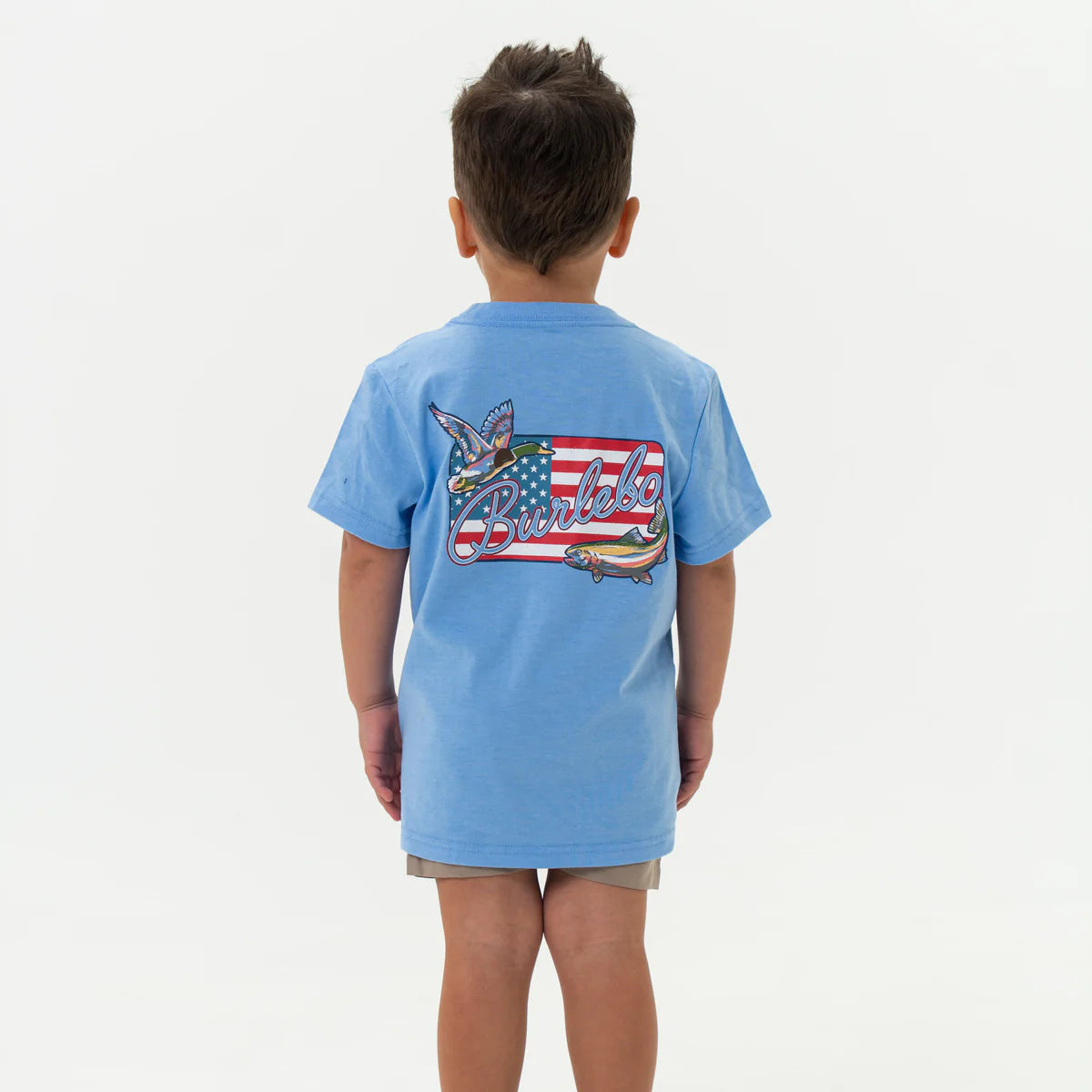 Boys Burlebo Periwinkle Patch Flag Tee