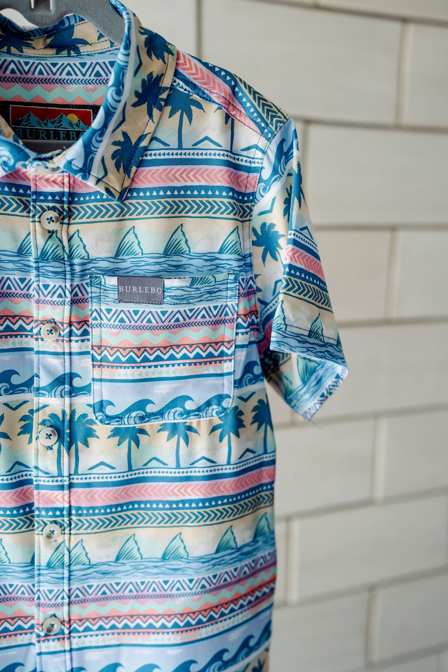 Boys Burlebo Palms & Fins Button Up