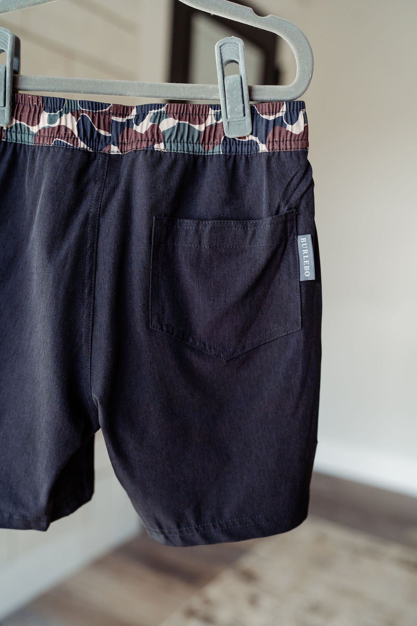 Boys Burlebo Athletic Shorts - Black Throwback Camo