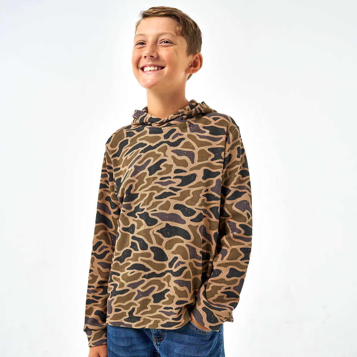 Boys Burlebo Thermal Hoodie Gauge Camo - Main Image