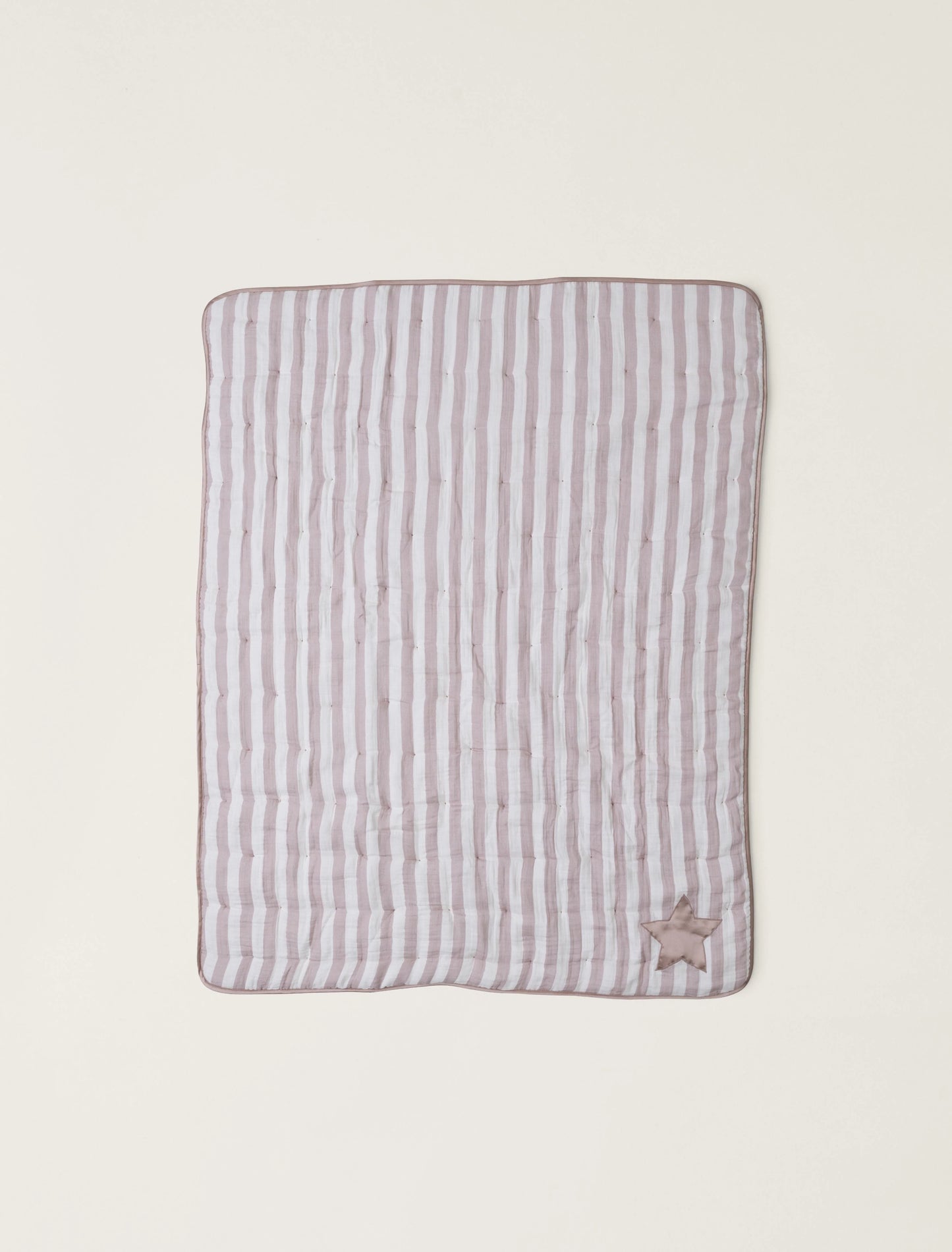 Organic Cotton Double Cloth Stripe Toddler Quilt - Faded Rose