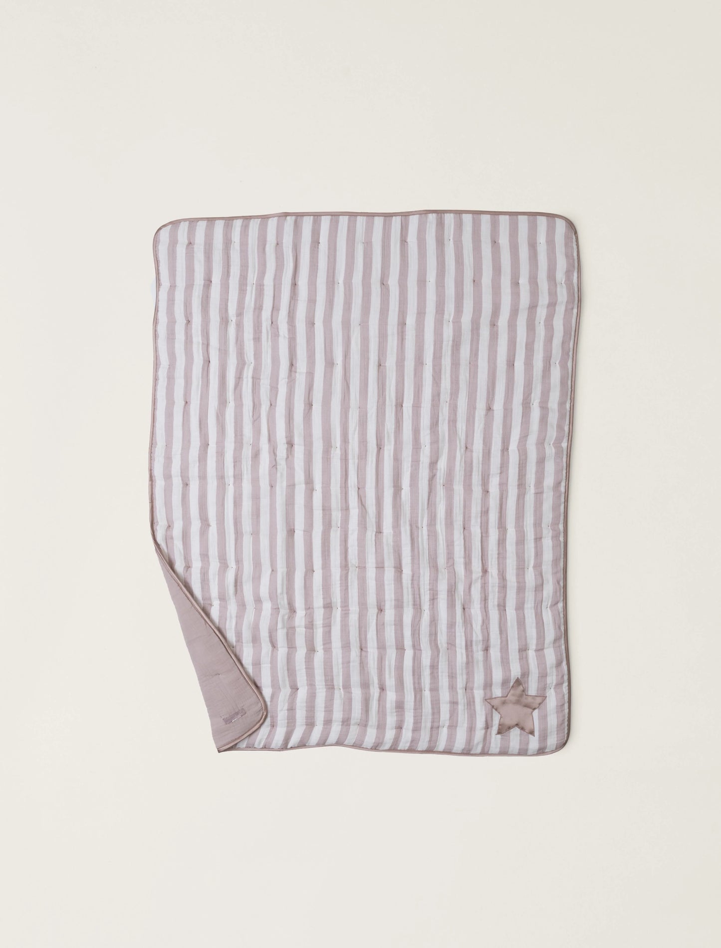 Organic Cotton Double Cloth Stripe Toddler Quilt - Faded Rose